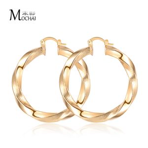 Vintage Ripple Loop Hoop örhängen Charms Gold Color Rock Punk Round Twisted Thick Circle For Women Jewelry Wholesale ZK40