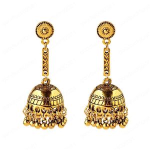 ダングルシャンデリアヴィンテージロングJhumka Jhu DanglingEarrings Womens Gold Lanter