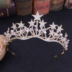 Другие модные аксессуары барокко золотой цвет звезды Crystal Pearl Wedding Tiaras Bridal Crown для невесты для невесты Короны