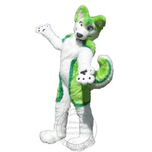 Halloween gorąca sprzedaż Green Husky Mascot Costume Furry Suits Party Anime Full Body Props Strój