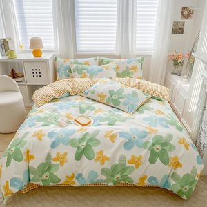 Conjuntos de roupas de cama em todos os gotos de quatro peças de quatro peças de algodão folha de cama de algodão montada ajustada