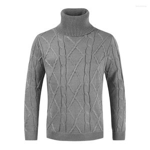 Herrtröjor 2023 vinter turtleneck män stickade pullover casual geometric stickning varma tjocka tröjor man