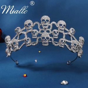 Altri accessori di moda Accessori di Halloween Teschio gotico Corona di cristallo Colore argento Diademi e corone Gioielli per le donne Copricapo Fashion Party Gi J230525