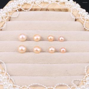 Stud Earrings Natural Freshwater Pearls With A Pair Of Pink Round Shape Jewelry Accessories DIY Male Female Personality Decoration