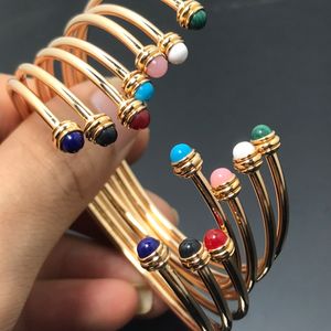 Bangle Fashion Märke smycken Rose Gold Steel Ball Fritillary Bracelets Woman Man Lover Cuff 316l Rostfritt inte Fade Top Quality Drop Delive Dhofr