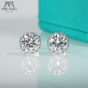 AnuJewel 1 Carat D Color Moissanite Diamond 925 Sterling Silver Charm Halo Stud Earrings For Woman Gifts Wholesale