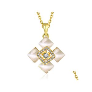 Anhänger Halsketten Ankunft Diamant 18 Karat Goldplatte Schmuck Halskette Fit Frauen GGN909 Gelb plattierter weißer Edelstein mit Ketten Drop Del Dhvar