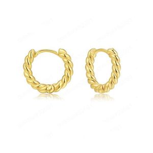 Hoop Huggie Gold Sier Color Tiny Twisted Earrings Minimalist Chunky Hoops Geometrical Brass Earring for Women Jewelry Gift Drop Del Dhxcl