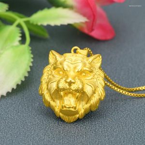 Colares de pingentes Colher de tigre Colar de cabeça de tigre 24K Gold amarelo amarelo cadeia de clavículas de hip hop para homens jóias finas