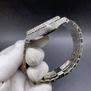 15400 diamantes CZ ouro rosa 2 tons caixa 42mm moldura grande ston números árabes masculino automático 7AK269R75Y1S