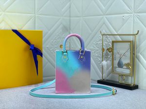 Designer Mini Multi Color Gradient Messenger Leather Bolsa Plat Cartet Pocket Moda Moda Feminina Bolsa Mini ombro Bola feminina M69442