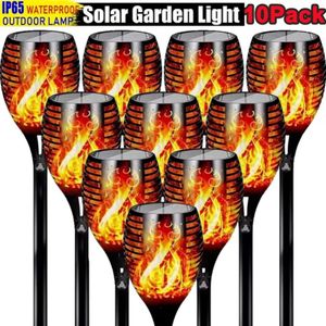 1/2/4/6/8/10st Solar Flame Torch Lights Flicking Light Waterproof Garden Decoration Outdoor Lawn Path Yard