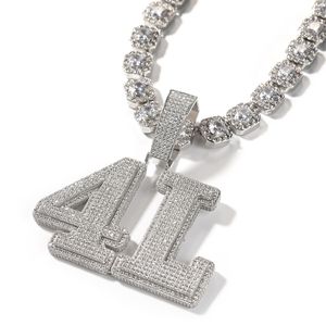 Custom Bold Letters Name Pendant Necklace Micro Paved Out Cubic Zirconia Chain Necklace Hiphop Jewelry