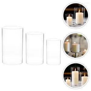 Candle Holders 3 Pcs Shade House Decorations Home Decorative Glass Shades Household Cup Lid Jar Dome High Borosilicate Desktop