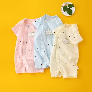 Rompers urodzone ubrania dla dzieci letnie chłopcy Romper krótki rękaw do domu noszenie ubrań bawełniany kreskówka piżama kostium niemowlęcia 230525
