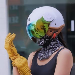 Motosiklet Kaskları Kask Şapkası Motorlu Kick Scooter için Vintage Güvenlik Kapağı Bisiklet Bisiklet Açık Yüz Yarı Helmet Elektrikli Bisiklet Retro