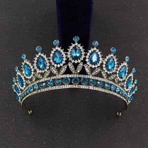 Diğer Moda Aksesuarları Kmvexo Barok Vinatge Teal Pembe Kristal Kraliyetler Diadem Rhinestone Doğum Günü Tiara Kafa Bandı Düğün Gelin Saç Aksesori J230525