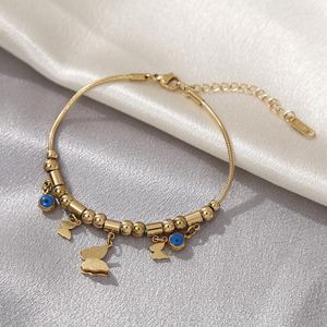 Bracelets de charme SZN 316L Aço inoxidável Butterfly Butter Eye Pingents Pinglelet for Women Trend Girls Bangles Jewelry Gifts 17 5cm