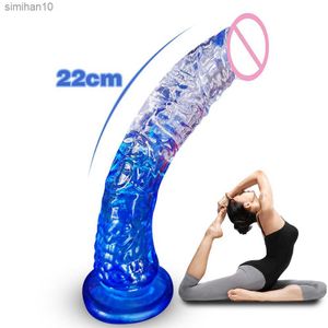 Dildos/dongs 22cm gerçekçi yapay penis güçlü vantuzlar yetişkin oyunları büyük penis büyük dick kadın mastürbasyon cihazı erotik seks oyuncakları için l230518