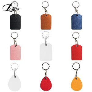 Leather Card Holder Keychain Key Ring Door Lock Access Tags ID Card Case Keychain Access Card Bag Key Tag Ring