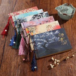 Notepads Classical Notebook Chinese Style Retro Style Thread Bound Notepad Stationery Gift Small Message Book Tassel Note Book 230525