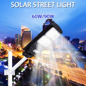 Luz de rua solar LED 30W 60W 90W Lâmpada solar à prova d'água Sensor de movimento remoto de controle de movimento LED Iluminação ao ar livre para o jardim da parede de garagem do quintal