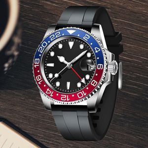 men automatic machinery watch glide lock luxury Ceramic Bezel mechanical watches 904 Stainless steel Sapphire leather strap Round dial waterproof Black red bezel