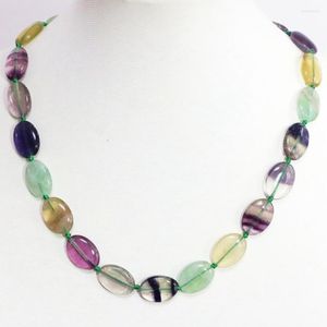 Kedjor söta/romantiska mode multicolor fluorit kvinnor kedja halsband charms ovala pärlor 13 18mm festkläder smycken 18 tum b1460