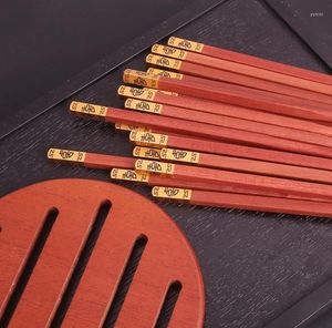 Chopsticks 100pairs kinesisk stil dubbel lycka guldhuvud trä bröllop fest fördel och gåva till gästvän SN4088