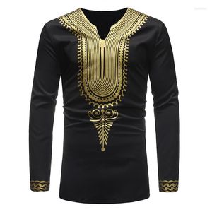 Ethnic Clothing African Dashiki Print V Neck Shirt Men Clothes 2023 Brand Long Sleeve T Streetwear Casual Africa XXXL