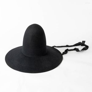 Berets 202309-HH2066 Drop Winter High Top Wool Felt Fashion Catwalk Model Show Cap Leisure Sun Hat