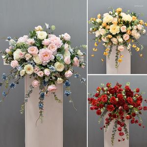 Dekorativa blommor Anpassade varumärke Silk Rose Hydrangea Peony Artificial Flower Ball Centerpiece Decoration Party Wedding Bakgrund Bord B