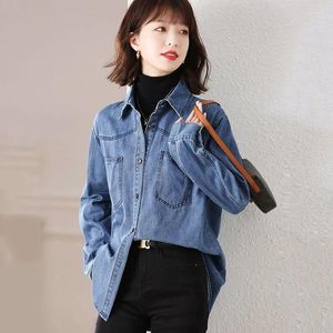 Women's Blouses Spring Camisa Jeans Feminina Shirt Cotton Female Long Sleeve Denim Loose Korean Oversized Blouse Blusas Mujer