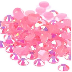 Resin Rhinestones 500 1000pcs Pink AB 2-6mm Round Flatback Non Hot Fix Diamonds Appliques For Craft Fabric Wedding Dresses