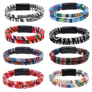 Braccialetti con ciondoli 2023 Trendy Layered Ethnic Tribal Cloth Rope Wrap Bracciale Uomo Donna Summer Bohemia Fabric For Pulseras Hombre