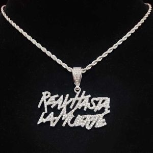 Collana con ciondolo a forma di lettera hip-hop da uomo, catena da tennis da 4 mm