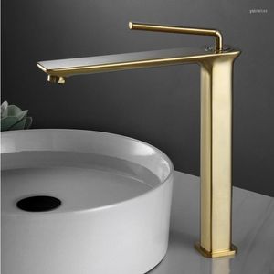 Bathroom Sink Faucets Basin Faucet Brush Gold Solid Brass Mixer Tap And Cold Single Lever Decked Lavtory Black Chrome