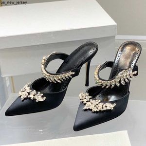 Terlik Kadın Pompalar Saç Pompalar Ayak Parçacağı Baotou Terlik 90mm İnce Yüksek Topuklu Rhinestone Bling Partisi Stil Yaz ve Bahar Mult Fonksiyonu için Highheeled Ayakkabı J230525