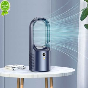 Nuovo ventilatore senza lama elettrico sicuro per la casa Ventola di raffreddamento ad aria wireless portatile Ricarica USB 2000mAh Ventola da tavolo con alimentazione a batteria 6 Vento a ingranaggi