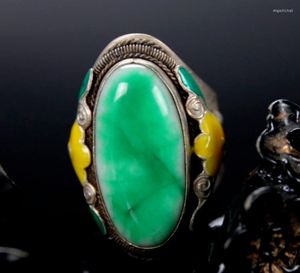 Pierścienie klastra Sprzedawanie naturalnych chińskich starych dłoni cloisonne srebrny pierścionek srebrny greszcze