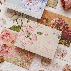 Envolva de presente de estilo retro Envelope Set Letters Flower Mailers carta convite de casamento Posta