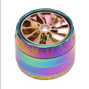 Smoking pipe New type of rotatable fan cover smoke grinder with dazzling color zinc alloy 4-layer smoke grinder 63MM