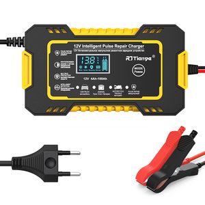 Bilbatteriladdare 12V 6A Intelligent Fast Charging Pulse Repair Type Full Auto-Stop Dual-Mode Lead Acid for Motorcykel