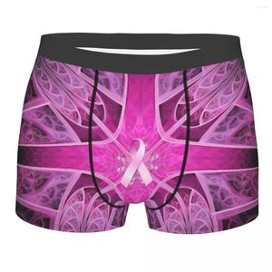 Unterhosen Personalisierte Rosa Brustkrebs Band Boxershorts Männer 3D Gedruckt Männliche Breathbale Unterwäsche Höschen Slips