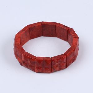 Filo moda forma geometrica erba rossa corallo bracciali elasticizzati gioielli in stile etnico