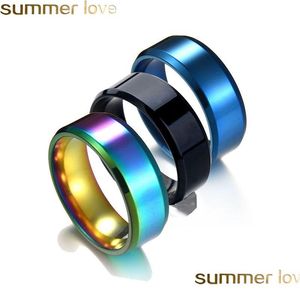 Band Rings Fashion 8mm Rainbow Ring For Men Women Titanium Steel Fit Size 513 SMYCKE Presents Drop Delivery Dhrji