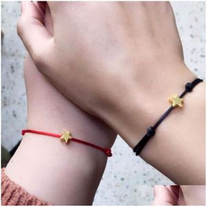 Charm Bracelets Heart Fivepointed Star Bracelet For Women Men Lucky Wax Rope Friendship Red String Couple Jewelry Drop Delivery Dhaqm