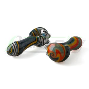 Beracky US Color Dichro Glass Spoon Pipes Wig Wag Stack Hand Bubbler Pipe Rainbow Swirl Hand Crafted Heady Pipes Per Dab Rigs Water Bong Tabacco Dry Herb