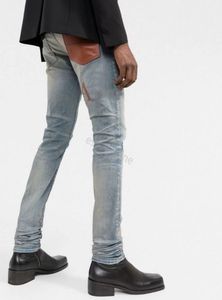 Jeans rasgados Am Jeans Jeans masculino Jeans de grife Knee Skinny Straight Size 28-40 Motorcycle Trendy Long Straight Hole High Street amiriss denim jeans