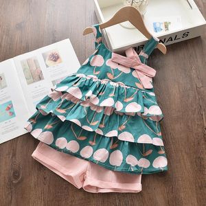 Одежда наборы для девушек бутик-бутик-наряды 2023 летние девочки в стиле девчонки корейский костюм мода BabyDoll Sling Top Short